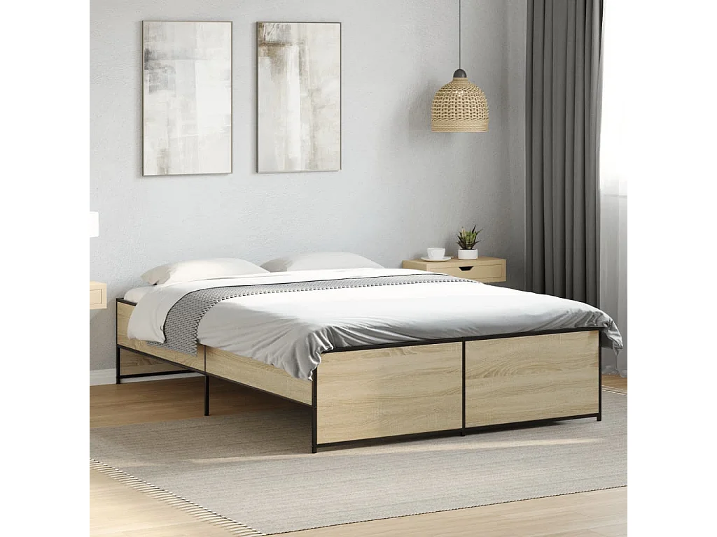 Cadre de lit sans matelas chêne sonoma 135x190 cm
