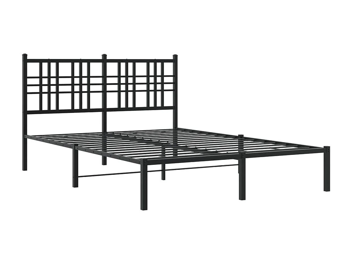 Bettgestell mit Kopfteil Metall Schwarz 140x200 cm