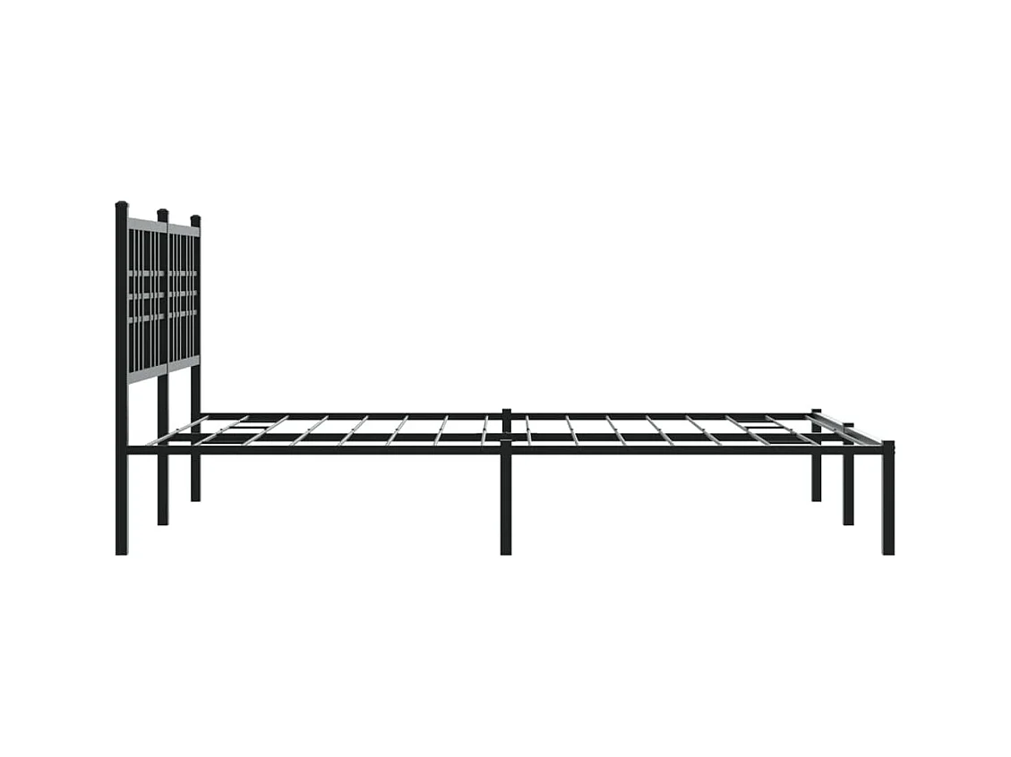 Cadre de lit métal sans matelas avec tête de lit noir 140x200cm