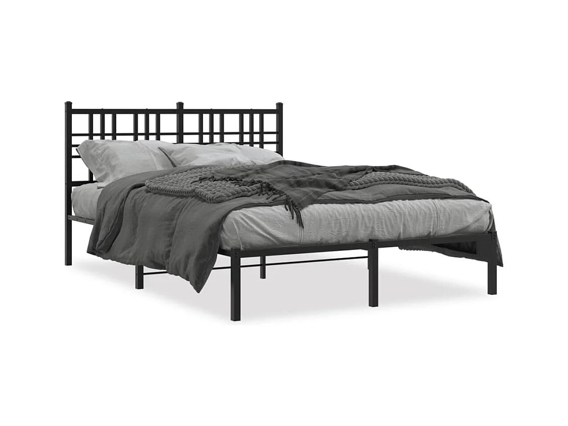 Cadre de lit métal sans matelas avec tête de lit noir 140x200cm
