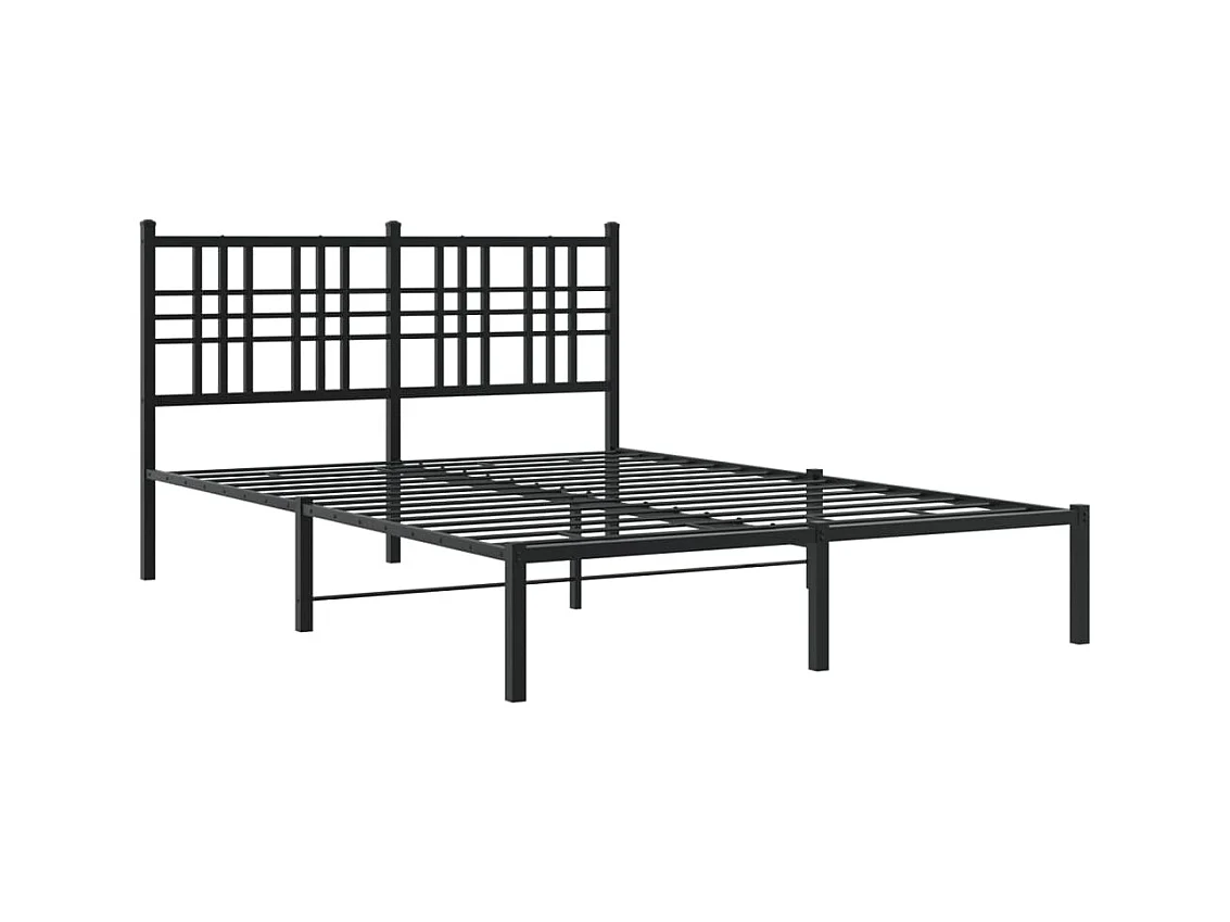 Cadre de lit métal sans matelas avec tête de lit noir 140x200cm