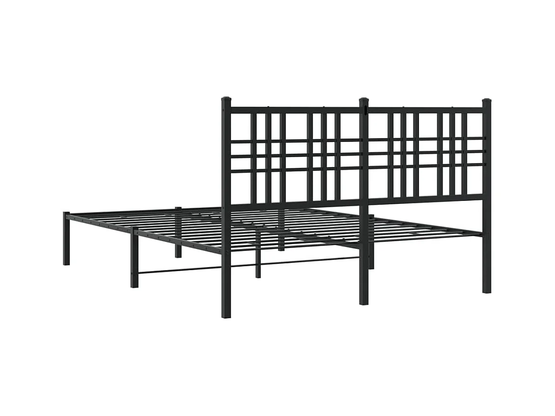 Cadre de lit métal sans matelas avec tête de lit noir 140x200cm