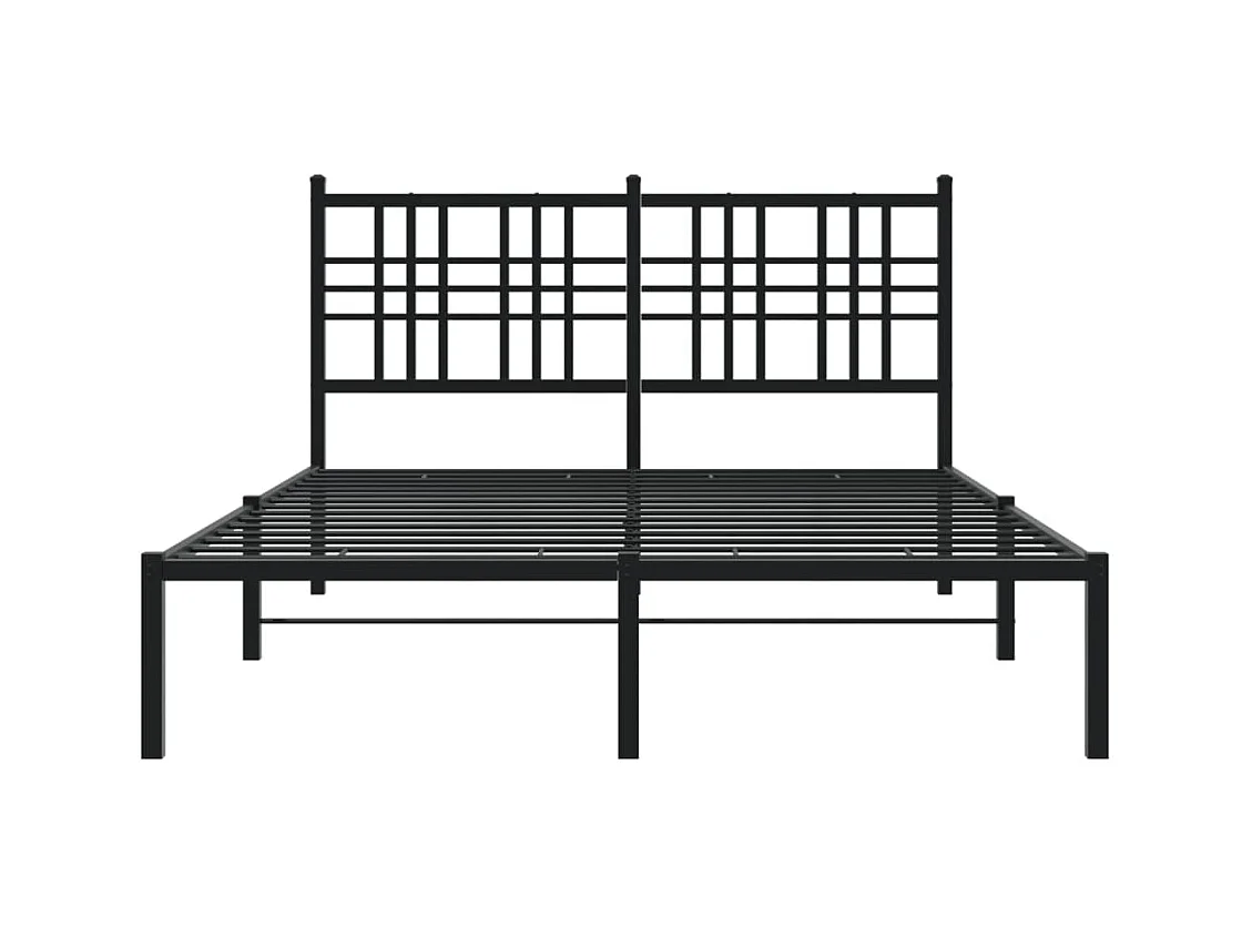 Cadre de lit métal sans matelas avec tête de lit noir 140x200cm