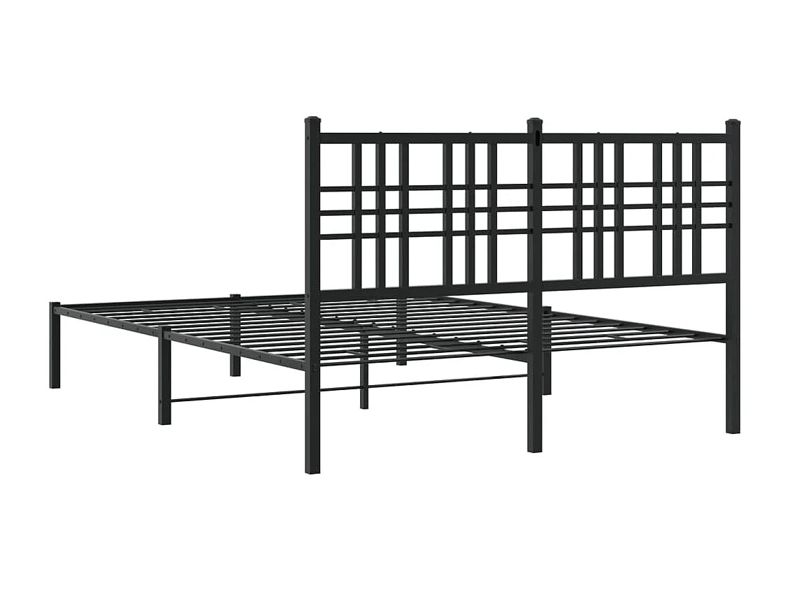 Cadre de lit métal sans matelas avec tête de lit noir 140x200cm