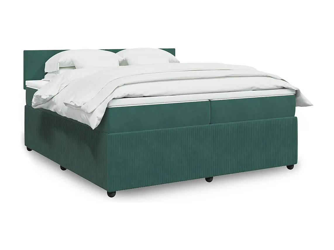 Giroletto a Molle con Materasso Verde Scuro 200x200 cm Velluto