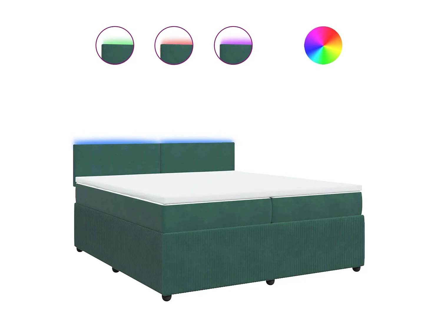 Giroletto a Molle con Materasso Verde Scuro 200x200 cm Velluto