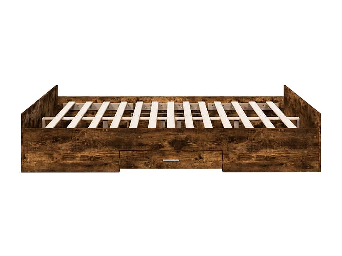 Cadre de lit avec tiroirs sans matelas chêne fumé 160x200 cm