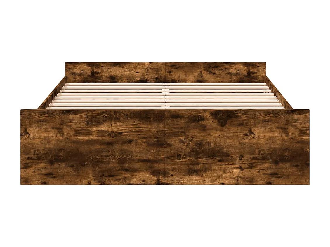 Cama con cajones madera de ingeniería roble ahumado 160x200 cm