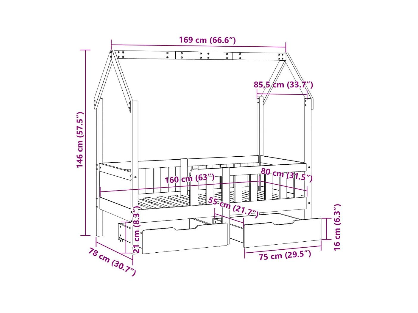 Cadre de lit sans matelas sonoma gris 160x200 cm