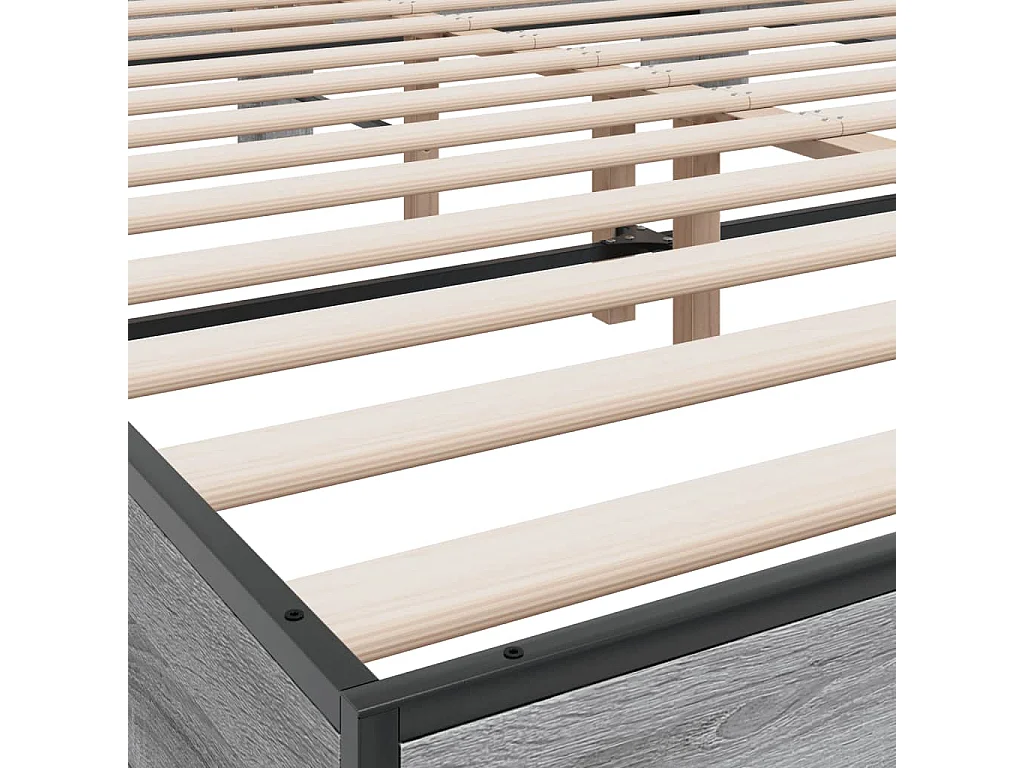 Bedframe bewerkt hout metaal grijs sonoma eiken 160x200 cm