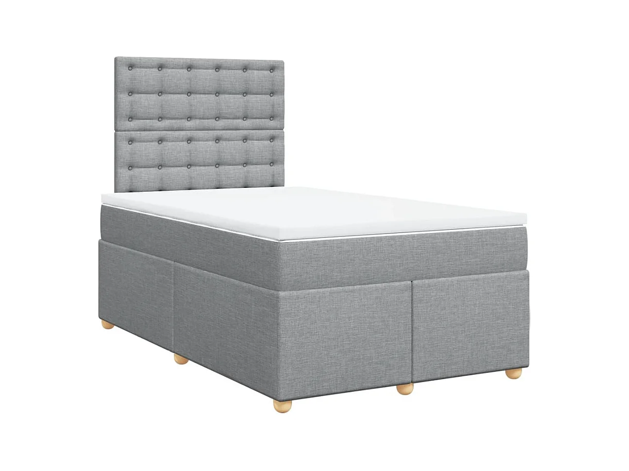 Cama boxspring com colchão 120x190 cm tecido cinzento-claro