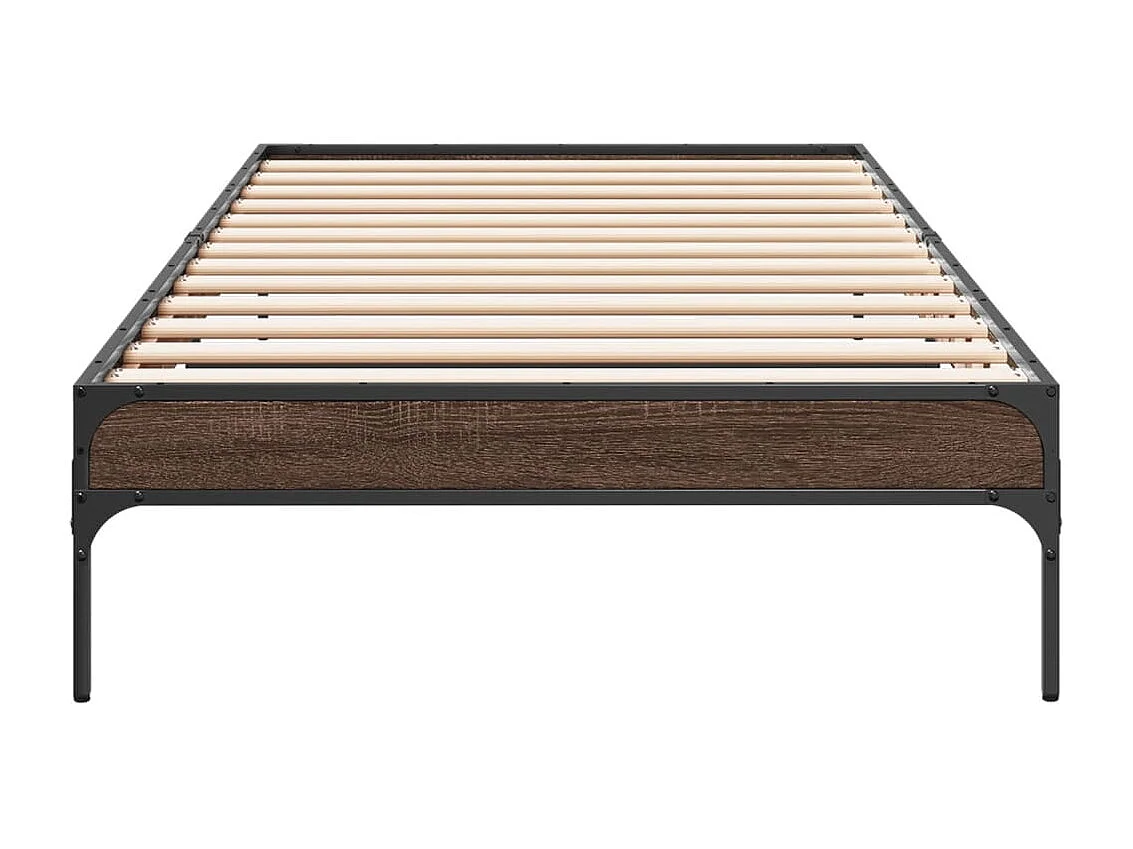 Bettgestell Braun Eichen-Optik 100x200 cm Holzwerkstoff Metall