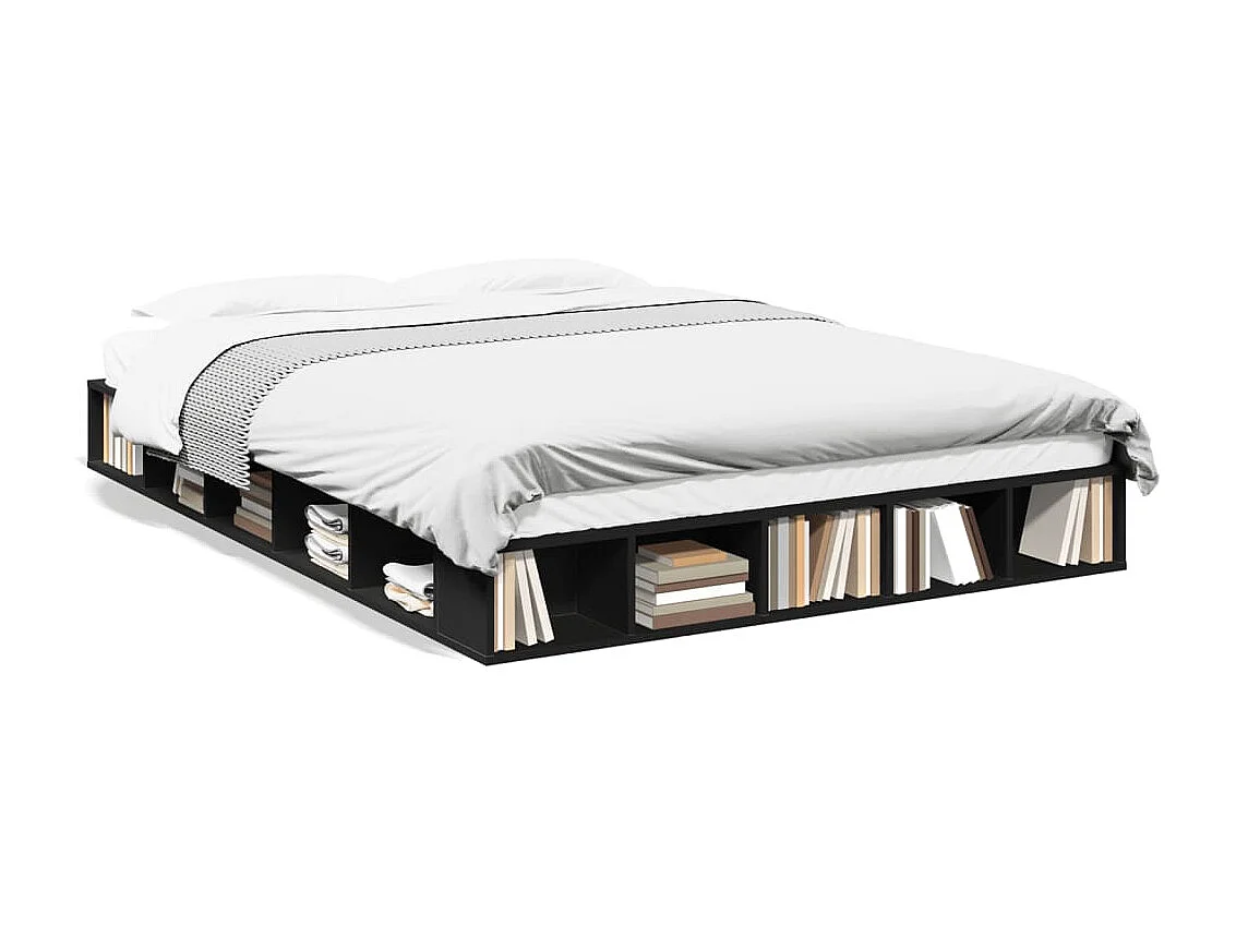 Cadre de lit sans matelas noir 150x200 cm