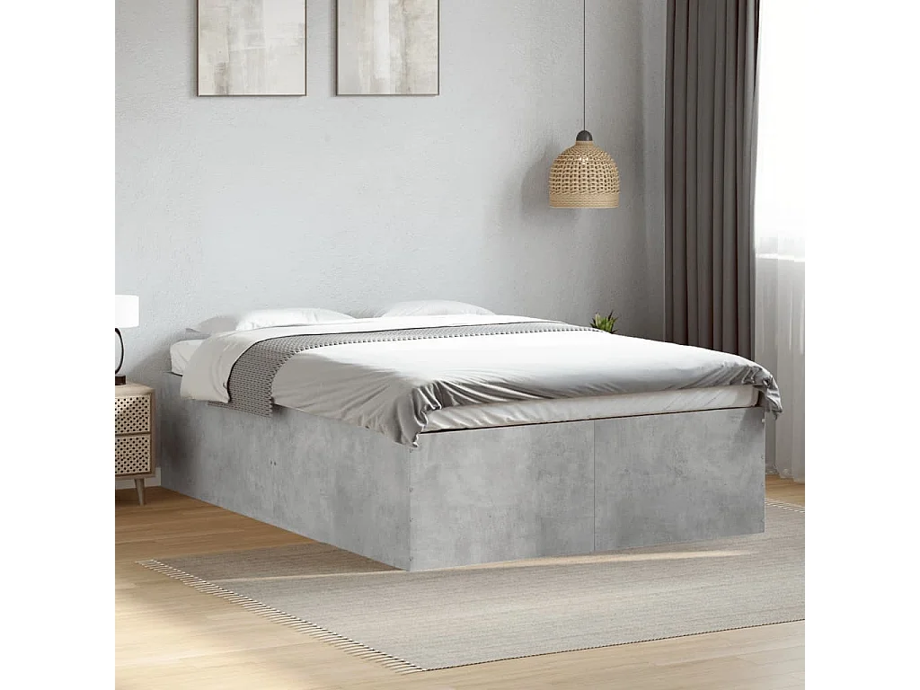 Cadre de lit sans matelas gris béton 135x190 cm