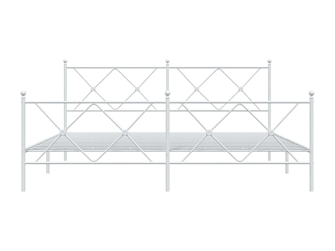 Giroletto con Testiera e Pediera Metallo Bianco 180x200 cm