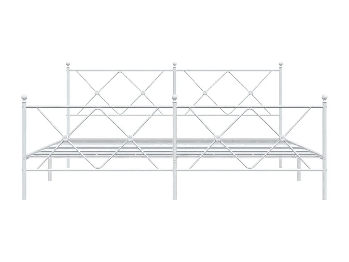 Giroletto con Testiera e Pediera Metallo Bianco 180x200 cm
