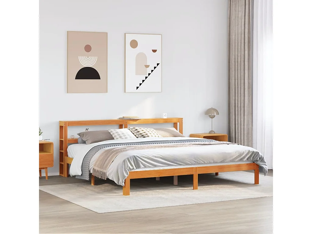 Letto senza Materasso Marrone Cera 180x200 cm in Legno di Pino
