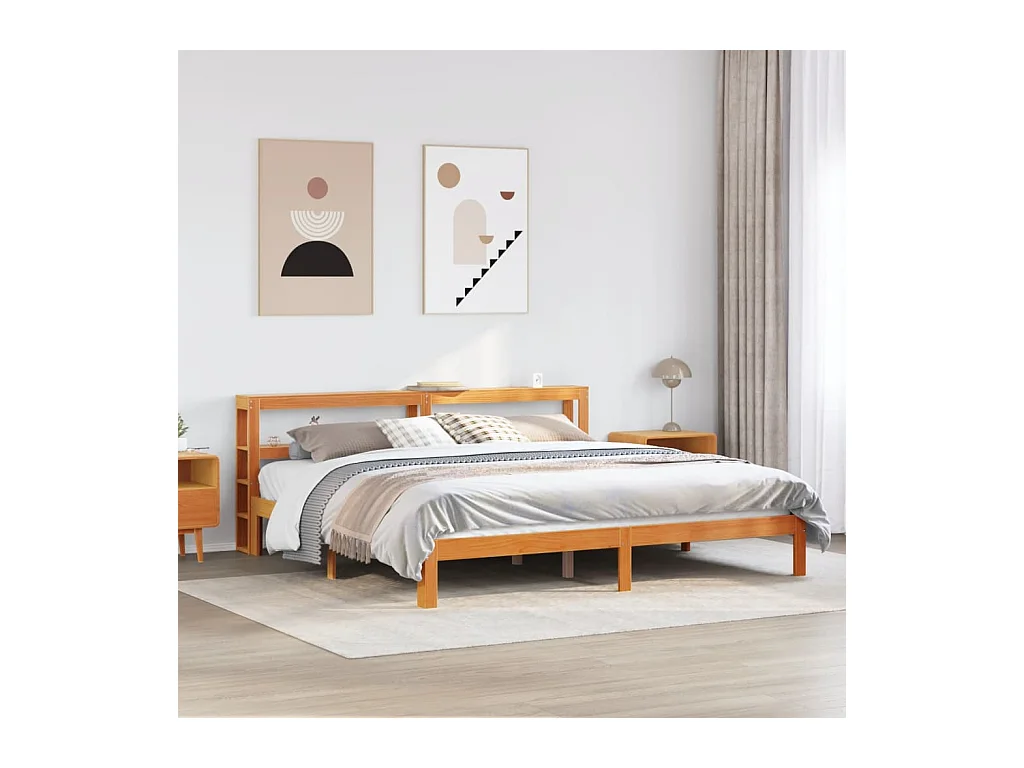 Letto senza Materasso Marrone Cera 180x200 cm in Legno di Pino