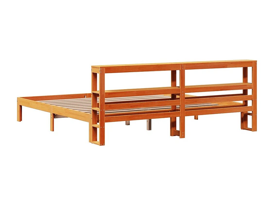 Massivholzbett ohne Matratze Wachsbraun 180x200 Kiefernholz