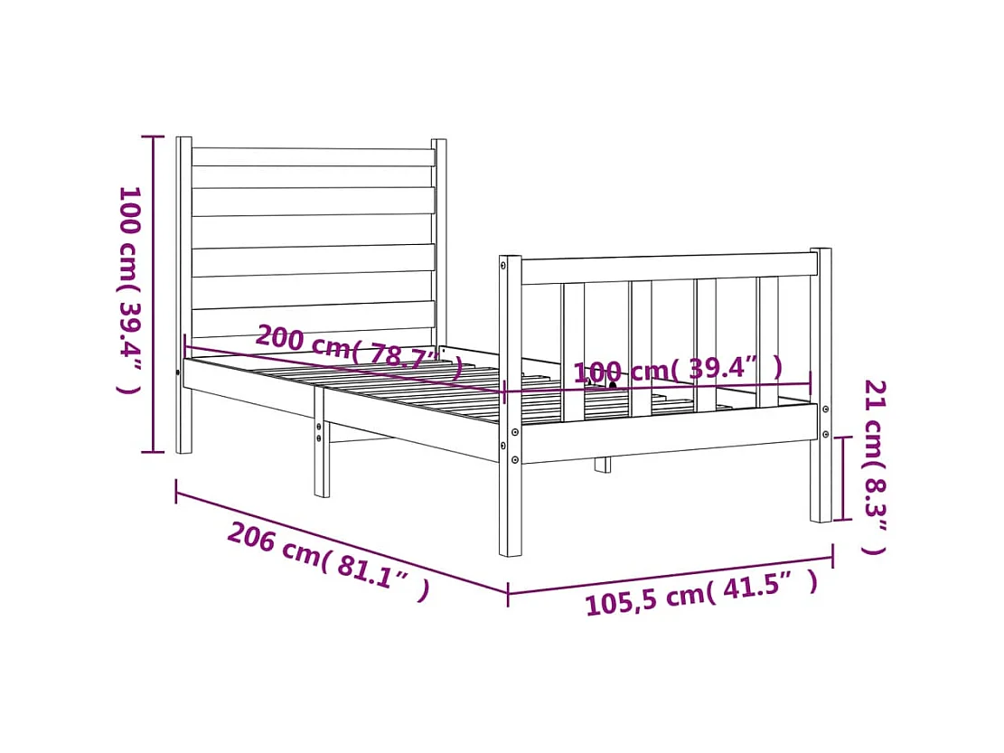 Bedframe zonder matras massief grenenhout wit 140x200 cm