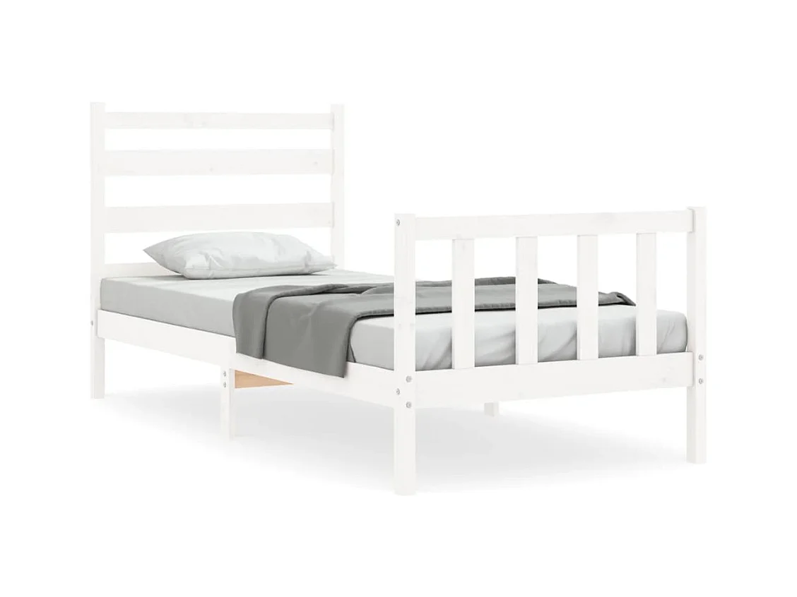 Bedframe zonder matras massief grenenhout wit 140x200 cm