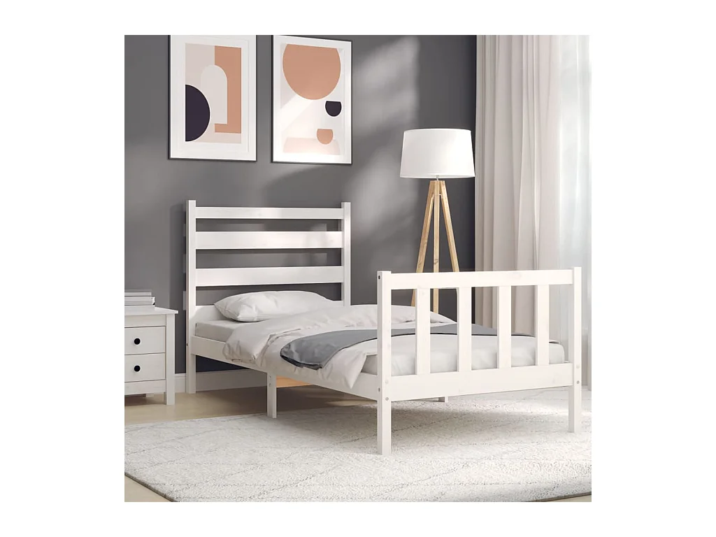 Bedframe zonder matras massief grenenhout wit 140x200 cm