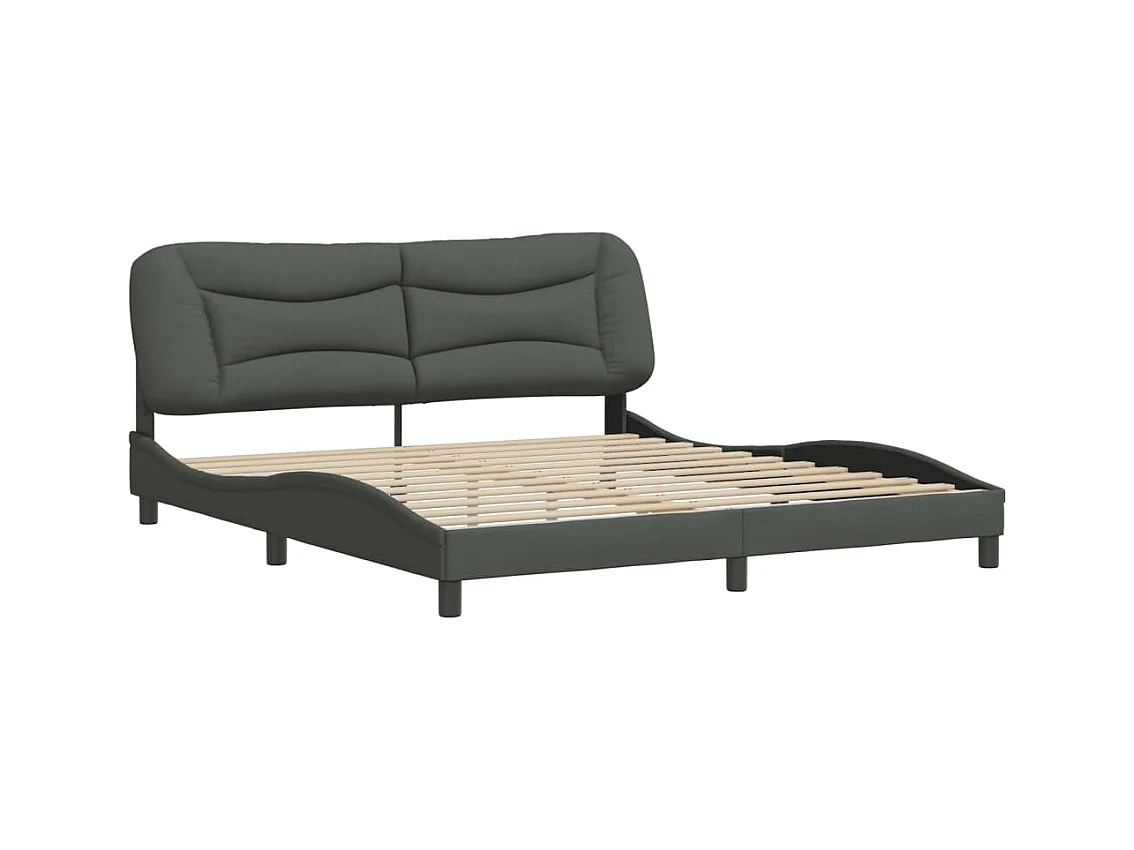 Cadre de lit sans matelas gris foncé 180x200 cm tissu