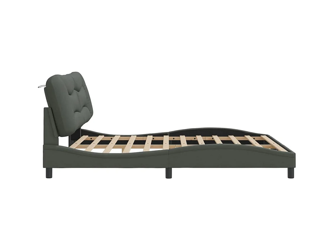 Cadre de lit sans matelas gris foncé 180x200 cm tissu