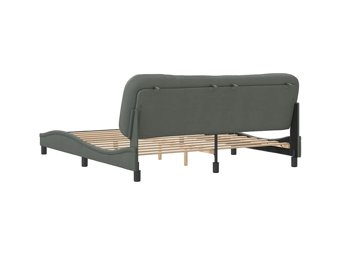 Cadre de lit sans matelas gris foncé 180x200 cm tissu