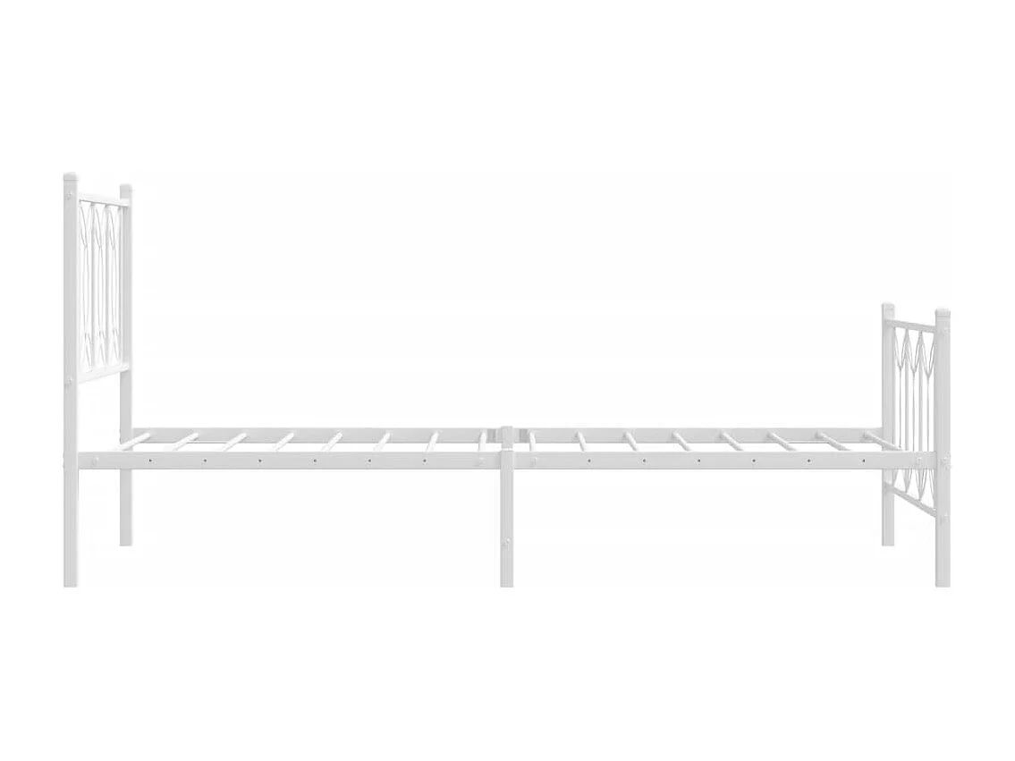 Cadre de lit métal sans matelas avec pied de lit blanc 80x200cm