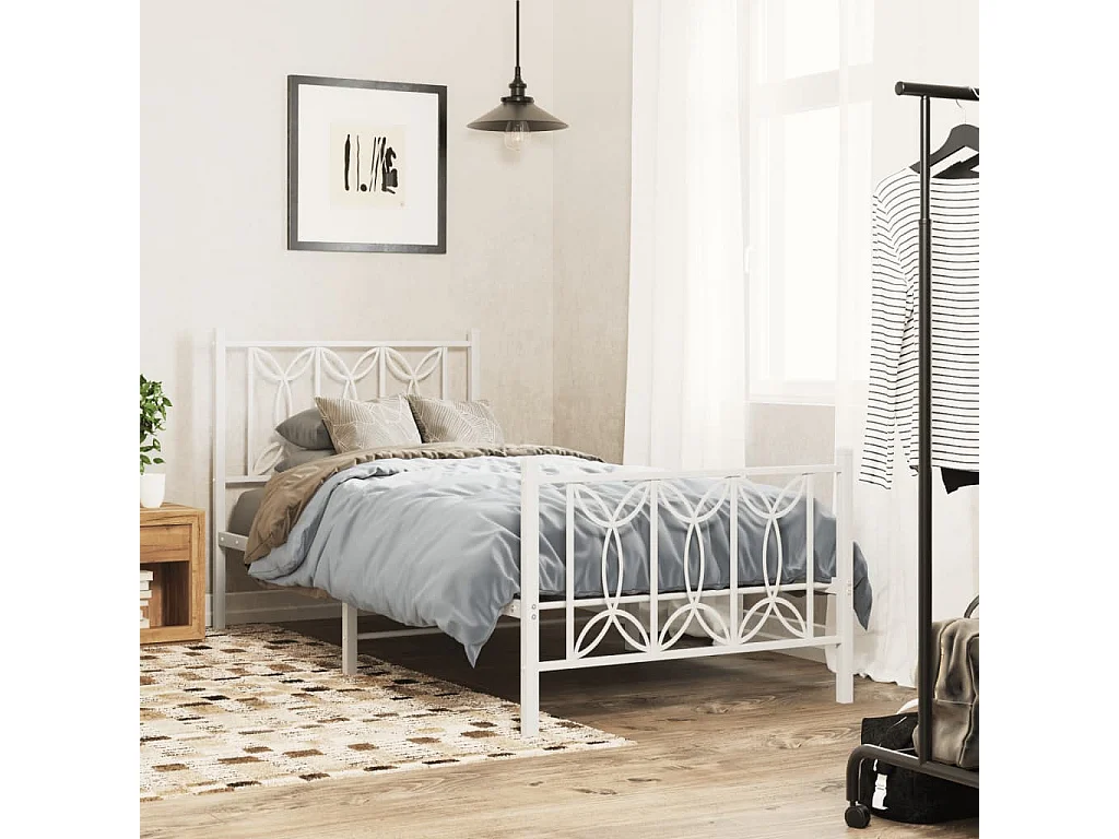 Estructura cama sin colchón con estribo metal blanco 80x200 cm