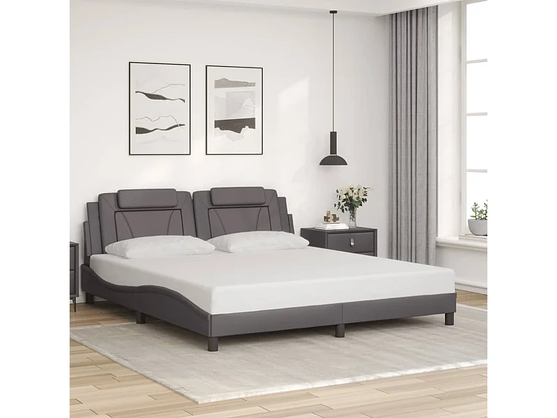 Cadre de lit sans matelas gris 180x200 cm similicuir