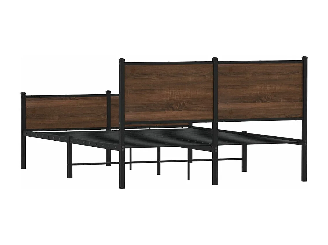 Cadre de lit en métal sans matelas chêne marron 137x190 cm