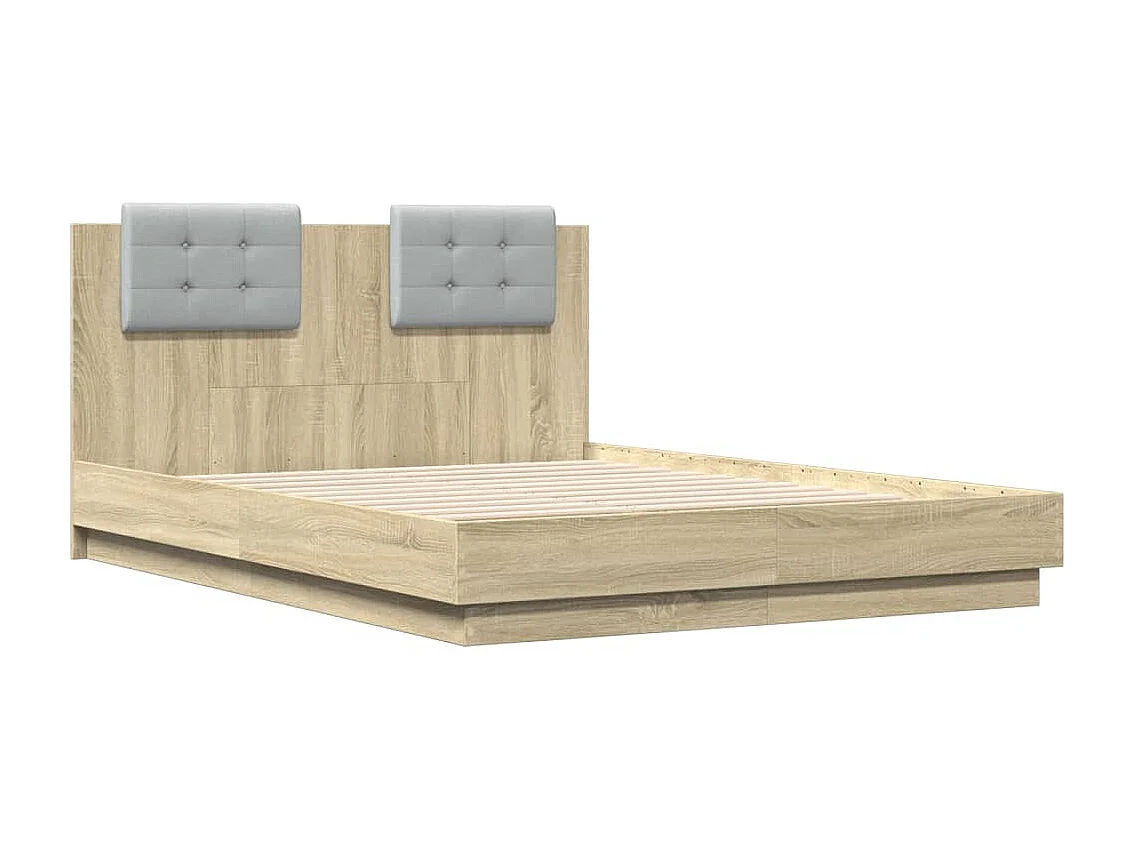 Bedframe met hoofdeinde bewerkt hout sonoma eiken 140x190 cm