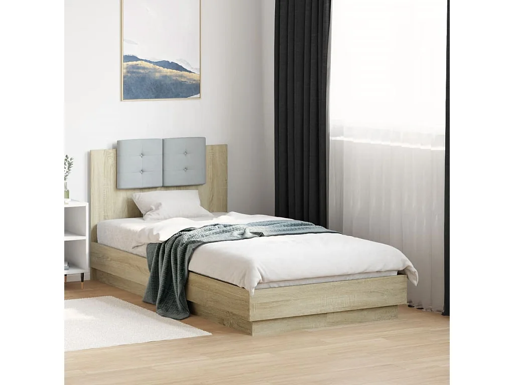 Cadre de lit sans matelas chêne sonoma 75x190 cm