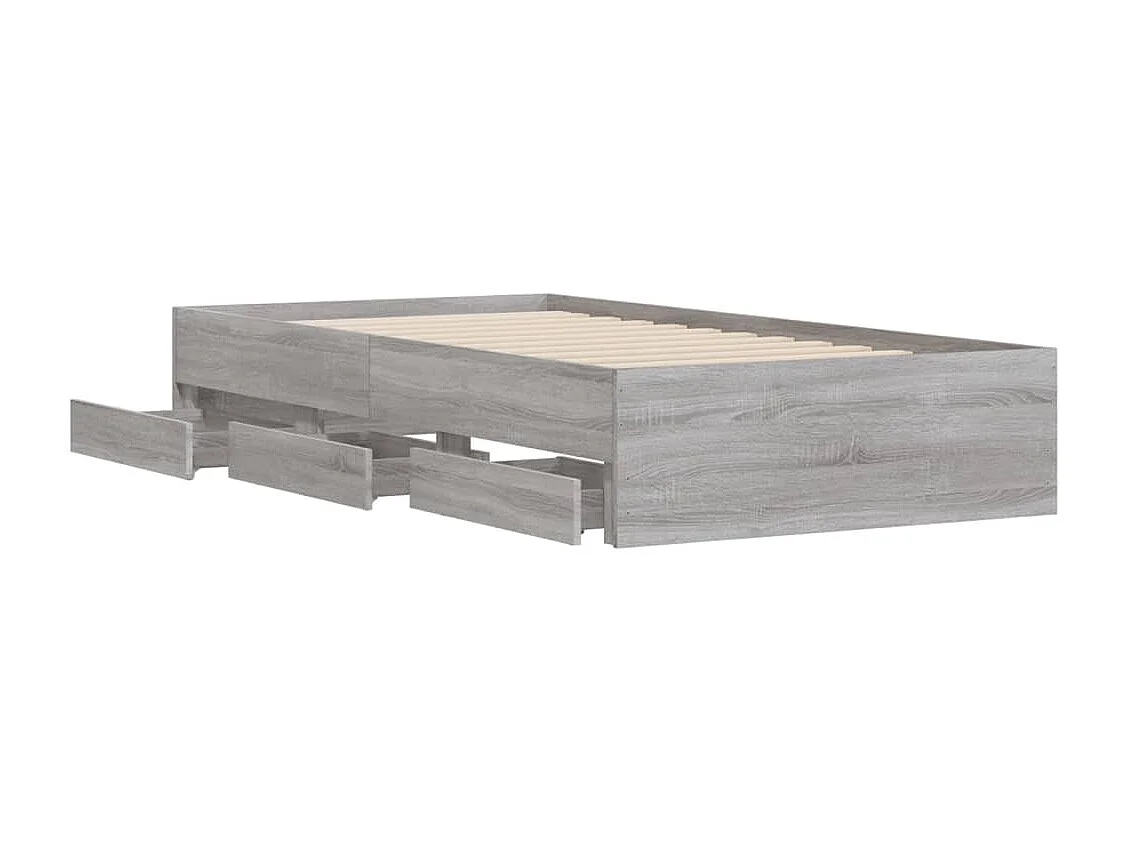 Cadre de lit avec tiroirs sans matelas sonoma gris 90x190 cm