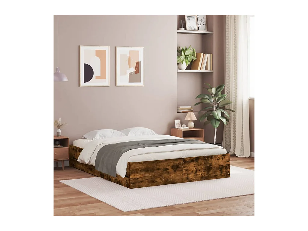 Bedframe met lades bewerkt hout gerookt eikenkleurig 140x200 cm