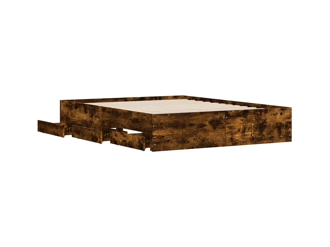 Bedframe met lades bewerkt hout gerookt eikenkleurig 140x200 cm