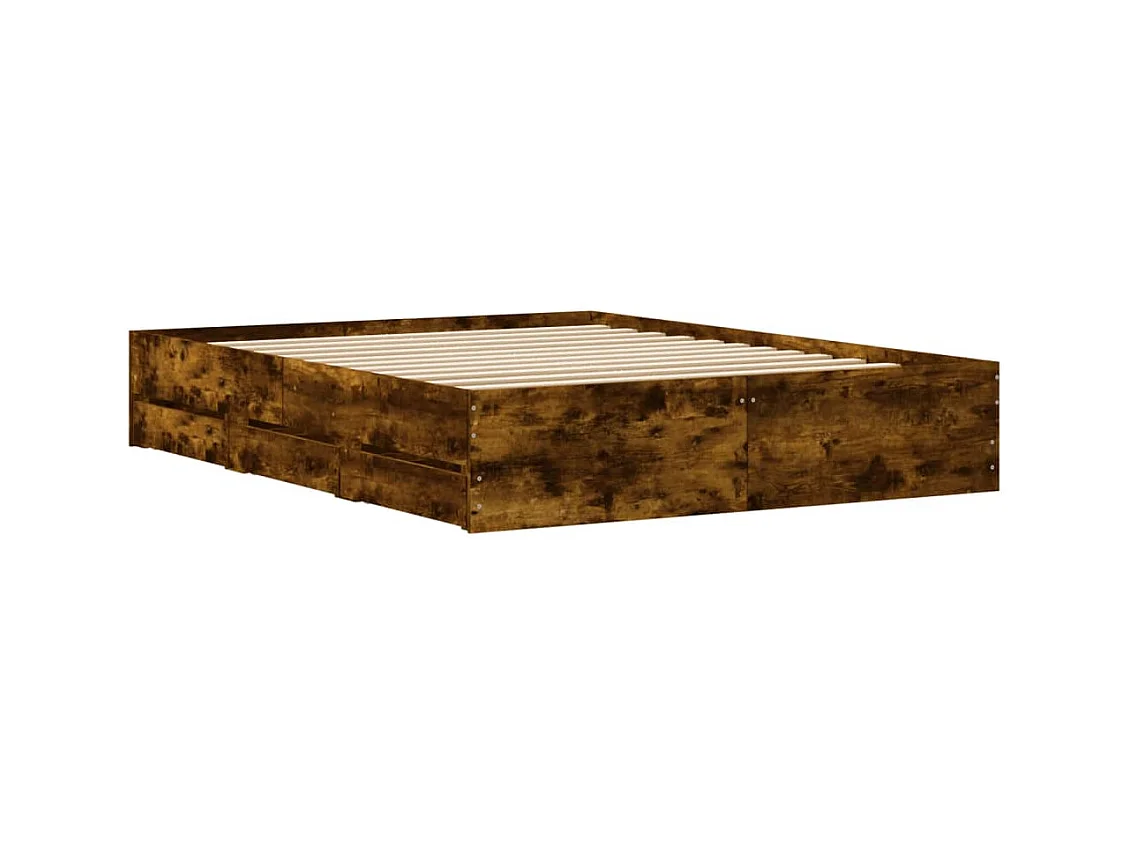 Bedframe met lades bewerkt hout gerookt eikenkleurig 140x200 cm