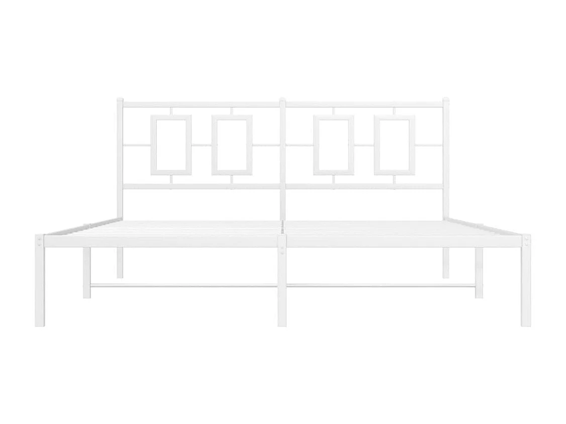 Cadre de lit métal sans matelas et tête de lit blanc 160x200 cm