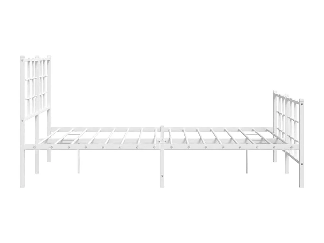 Cadre de lit métal sans matelas et pied de lit blanc 140x190 cm