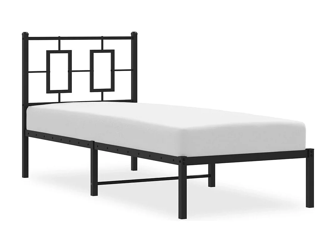 Cadre de lit métal sans matelas avec tête de lit noir 80x200 cm