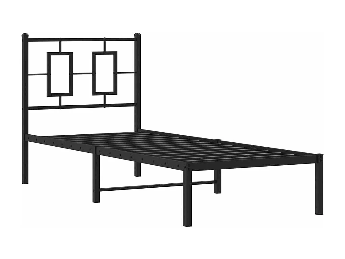 Giroletto con Testiera in Metallo Nero 80x200 cm