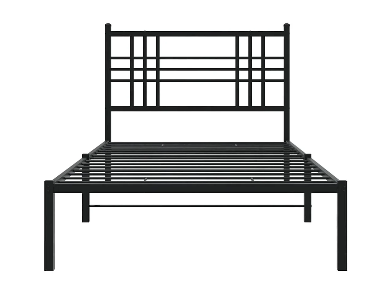 Cadre de lit métal sans matelas avec tête de lit noir 100x190cm