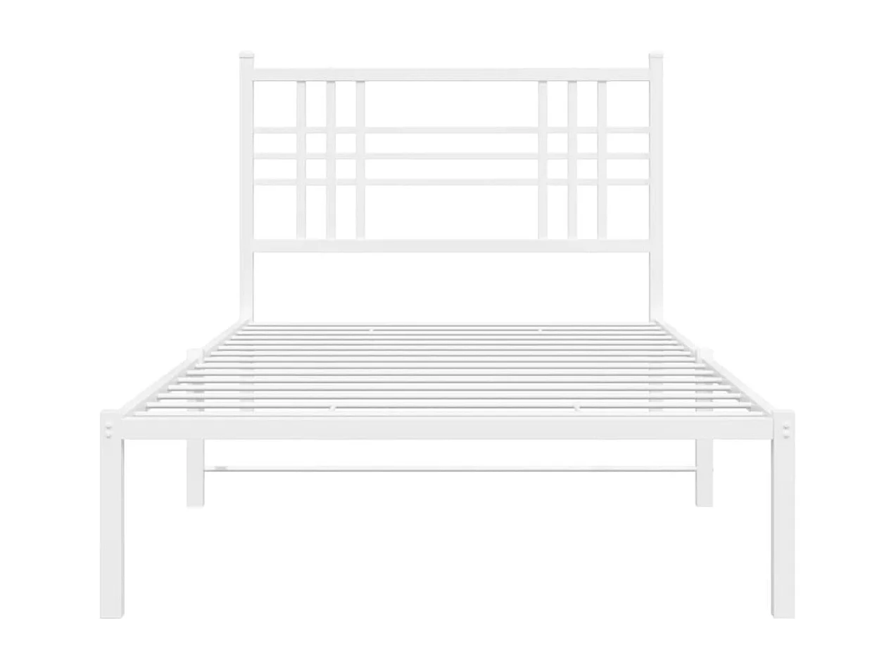 Cadre de lit métal sans matelas et tête de lit blanc 100x190 cm