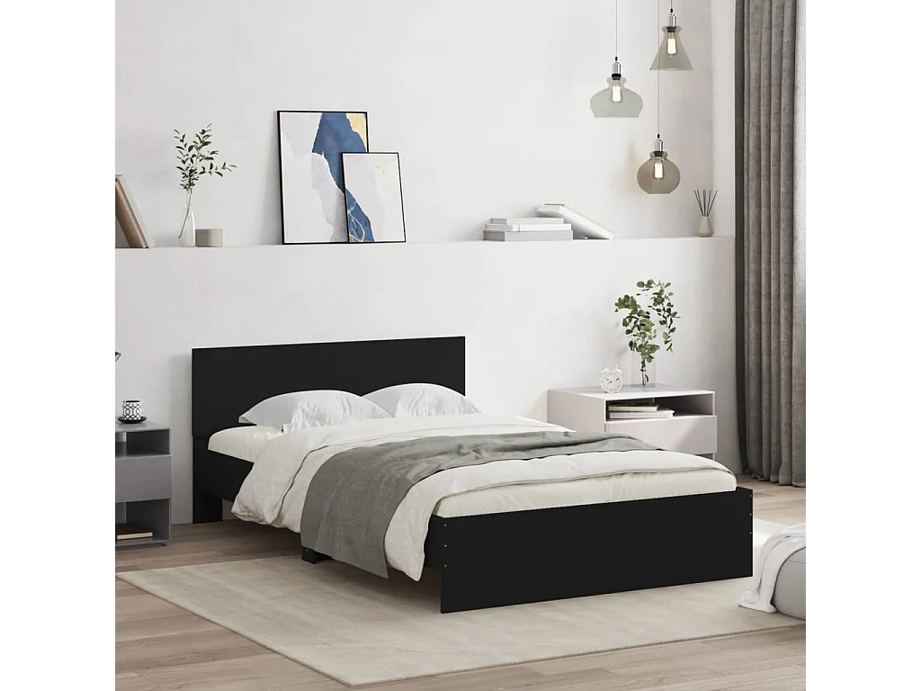 Cadre de lit sans matelas noir 135x190 cm