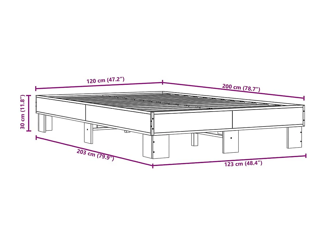 Cadre de lit sans matelas chêne marron 120x200 cm