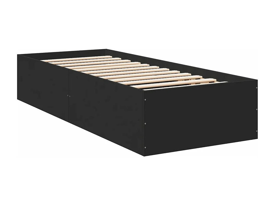 Cadre de lit sans matelas noir 75x190 cm bois ingénierie