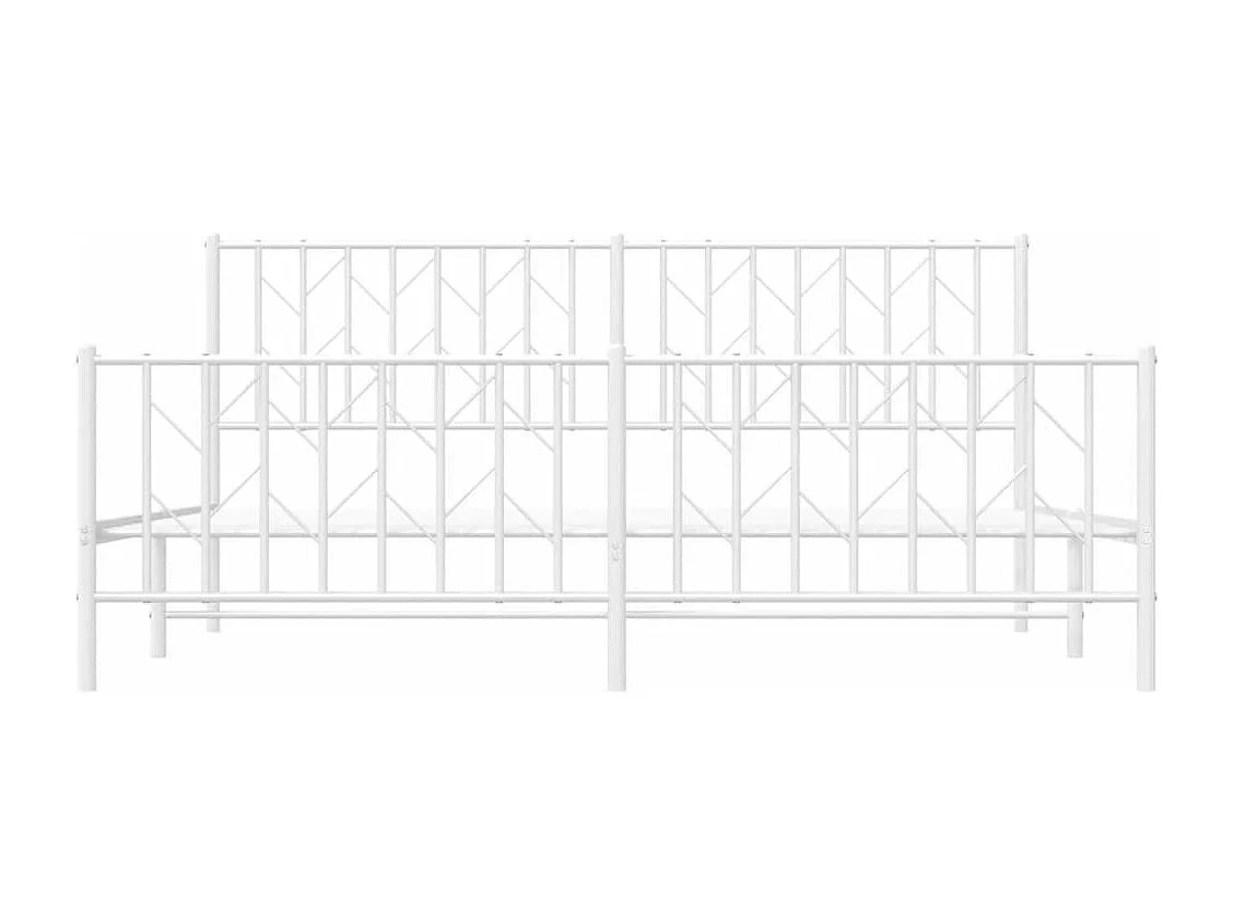 Cadre de lit métal sans matelas et pied de lit blanc 180x200 cm