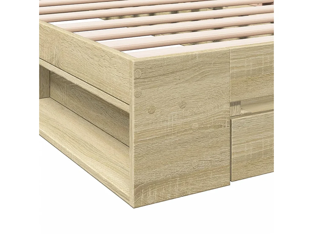 Cadre de lit avec tiroir sans matelas chêne sonoma 90x200 cm
